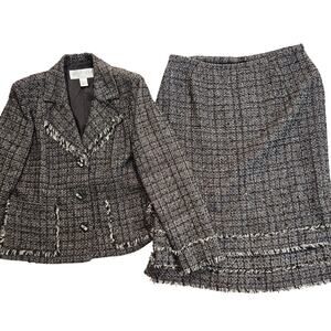 Doncaster Silk Blend Tweed 2 pc Skirt Set Sz 16 Corpcore Boardroom Chic